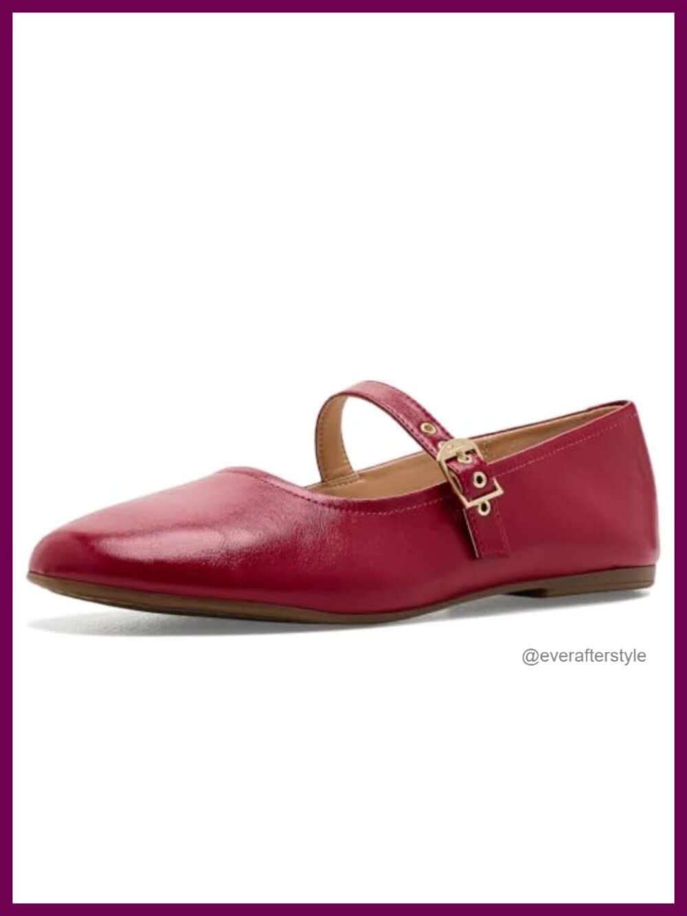Womens Livia Jane Leather Mary Jane Flats with Buckle Closure